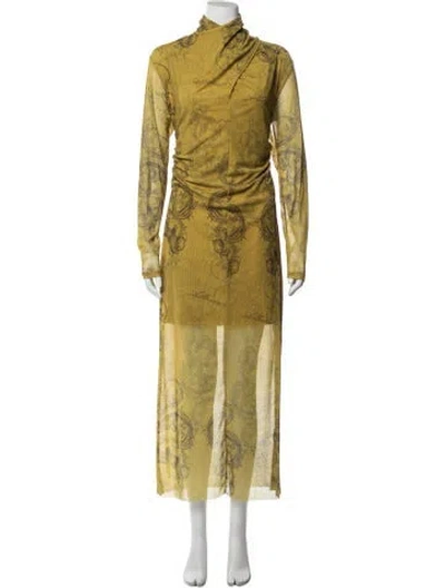 Pre-owned Allsaints Printed Long Dress W/ Tags In Green
