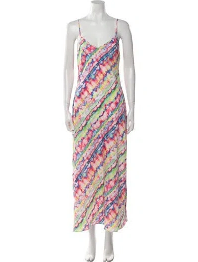 Pre-owned Allsaints Printed Long Dress W/ Tags In Pink