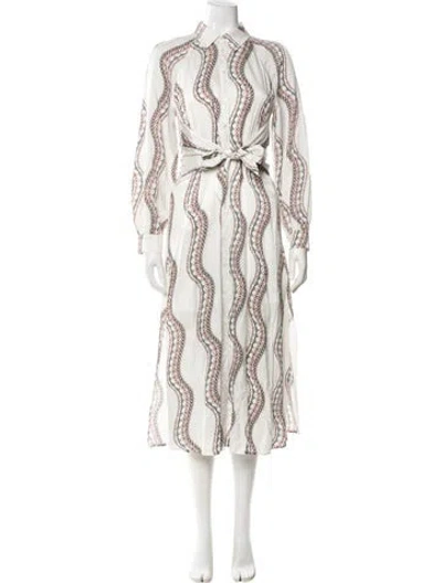 Pre-owned Allsaints Printed Long Dress In White
