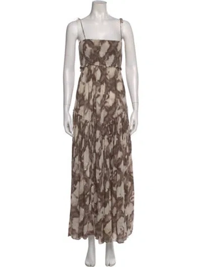 Pre-owned Allsaints Printed Long Dress In White