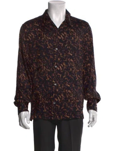 Pre-owned Allsaints Printed Long Sleeve Dress Shirt In Black