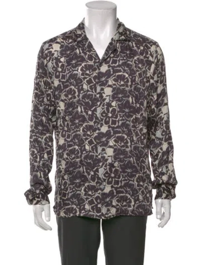 Pre-owned Allsaints Printed Long Sleeve Dress Shirt In Purple