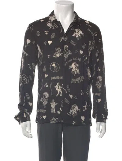 Pre-owned Allsaints Printed Long Sleeve Shirt In Gray