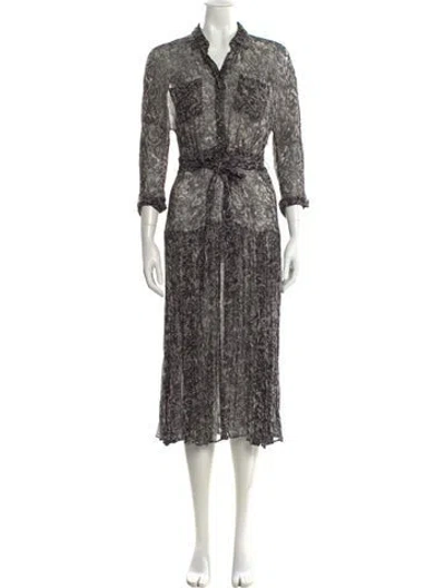 Pre-owned Allsaints Printed Midi Length Dress In Black
