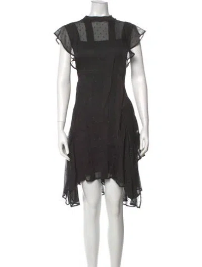 Pre-owned Allsaints Printed Midi Length Dress In Black