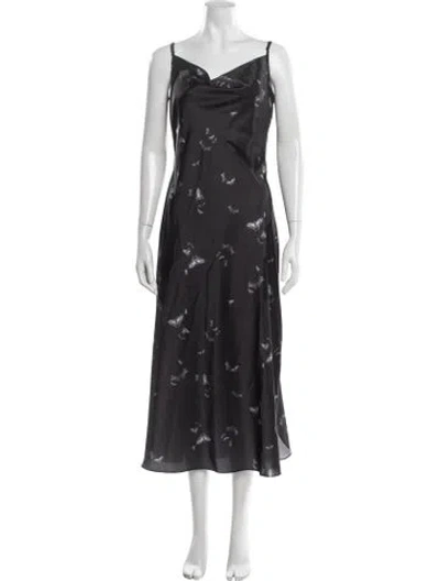 Pre-owned Allsaints Printed Midi Length Dress In Black