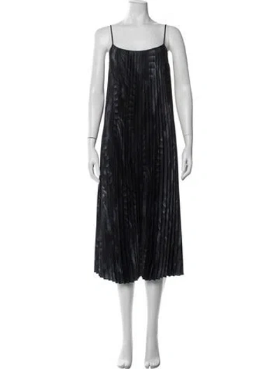Pre-owned Allsaints Printed Midi Length Dress In Black