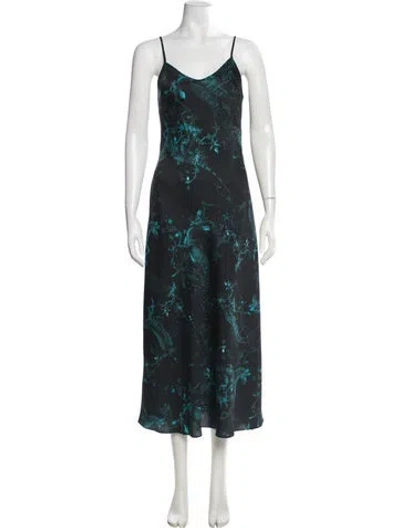 Pre-owned Allsaints Printed Midi Length Dress In Black