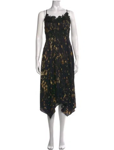 Pre-owned Allsaints Printed Midi Length Dress In Black
