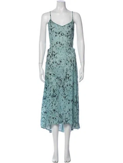 Pre-owned Allsaints Printed Midi Length Dress In Blue