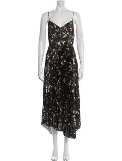 Pre-owned Allsaints Printed Midi Length Dress In Brown