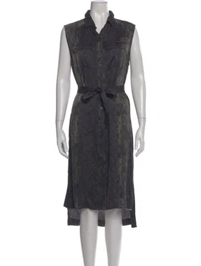 Pre-owned Allsaints Printed Midi Length Dress In Gray