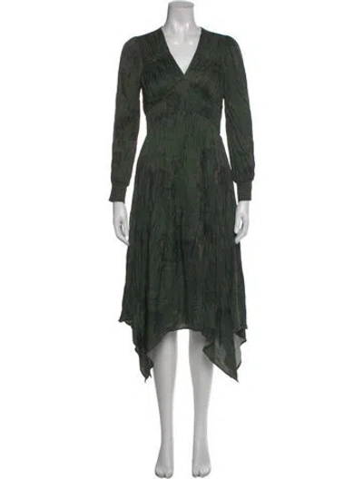 Pre-owned Allsaints Printed Midi Length Dress In Green