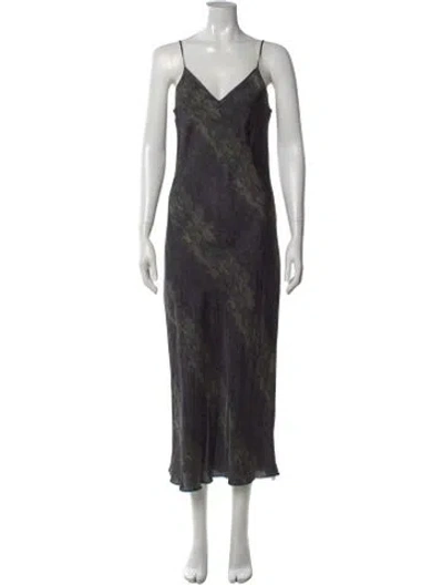 Pre-owned Allsaints Printed Midi Length Dress In Green