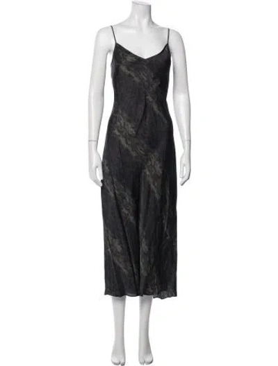 Pre-owned Allsaints Printed Midi Length Dress In Green