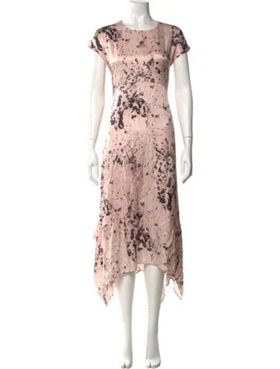 Pre-owned Allsaints Printed Midi Length Dress In Pink