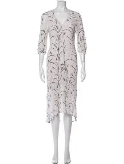 Pre-owned Allsaints Printed Midi Length Dress In Purple