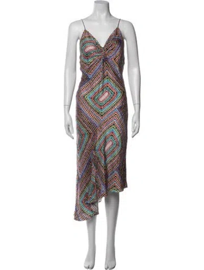 Pre-owned Allsaints Printed Midi Length Dress In Red