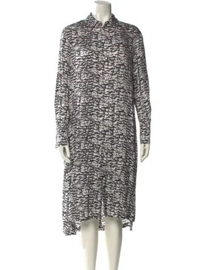 Pre-owned Allsaints Printed Midi Length Dress W/ Tags In White