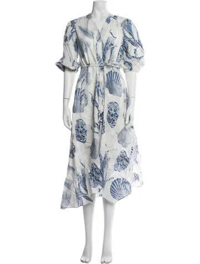 Pre-owned Allsaints Printed Midi Length Dress In White