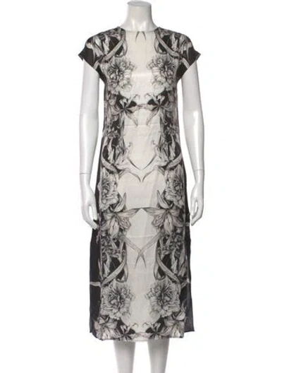 Pre-owned Allsaints Printed Midi Length Dress In White