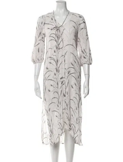 Pre-owned Allsaints Printed Midi Length Dress In White