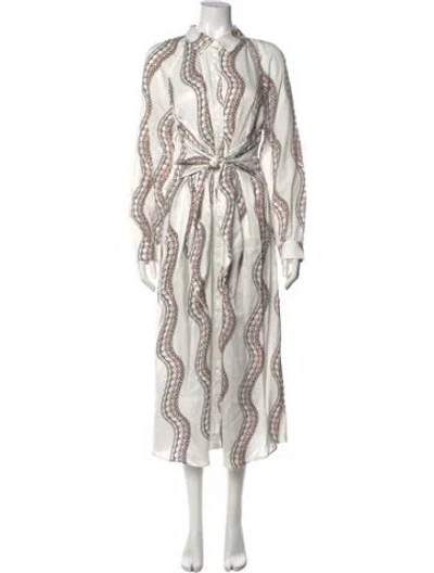 Pre-owned Allsaints Printed Midi Length Dress In White