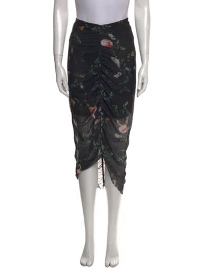 Pre-owned Allsaints Printed Midi Length Skirt In Black