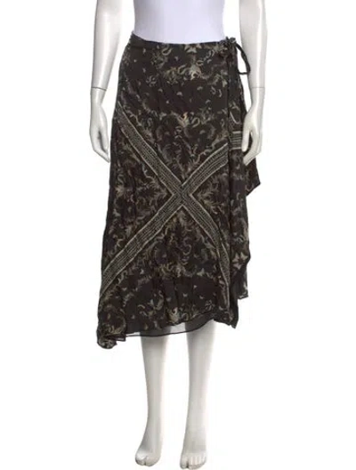 Pre-owned Allsaints Printed Midi Length Skirt In Black