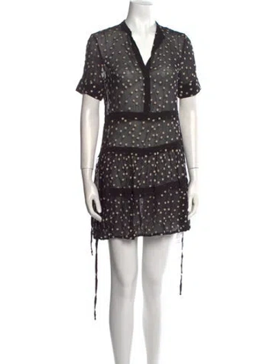 Pre-owned Allsaints Printed Mini Dress In Black