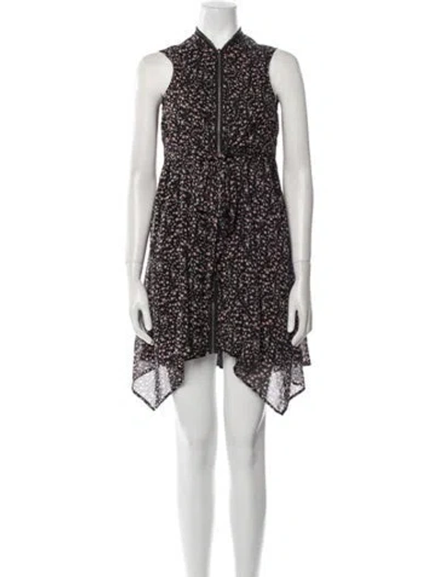 Pre-owned Allsaints Printed Mini Dress In Black