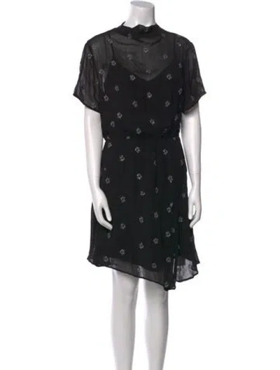 Pre-owned Allsaints Printed Mini Dress In Black
