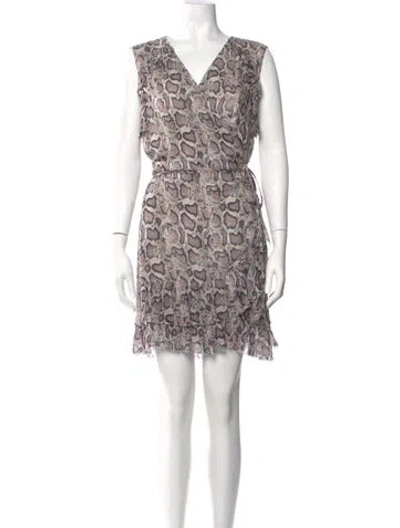 Pre-owned Allsaints Printed Mini Dress In Black