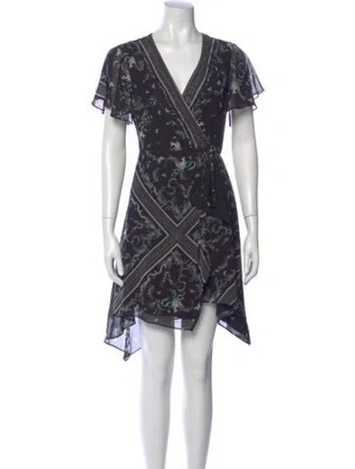Pre-owned Allsaints Printed Mini Dress In Black