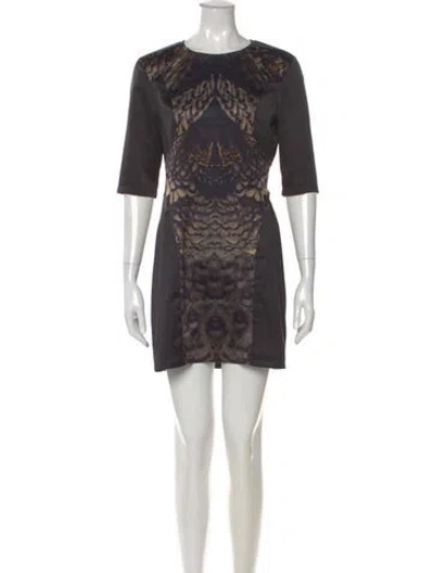 Pre-owned Allsaints Printed Mini Dress In Black