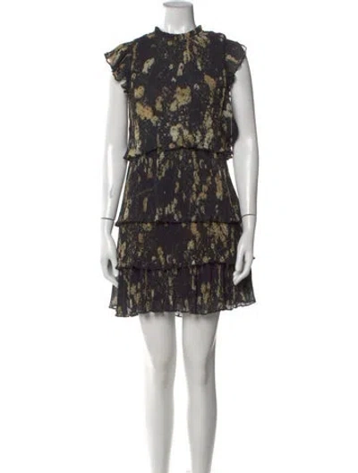 Pre-owned Allsaints Printed Mini Dress In Black
