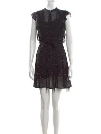 Pre-owned Allsaints Printed Mini Dress In Black