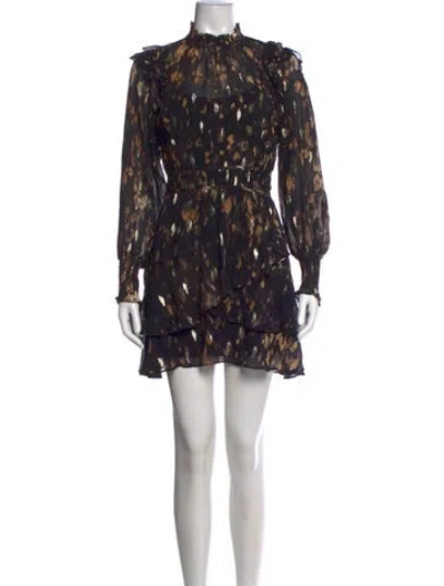 Pre-owned Allsaints Printed Mini Dress In Black
