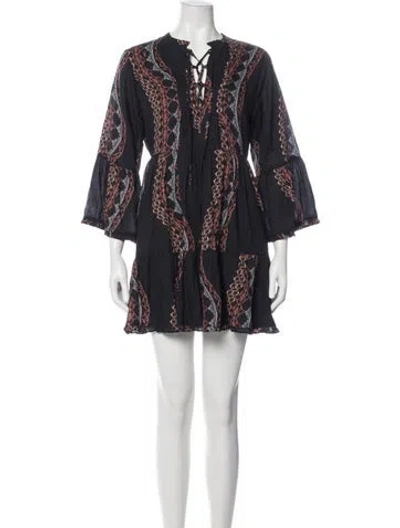 Pre-owned Allsaints Printed Mini Dress In Blue