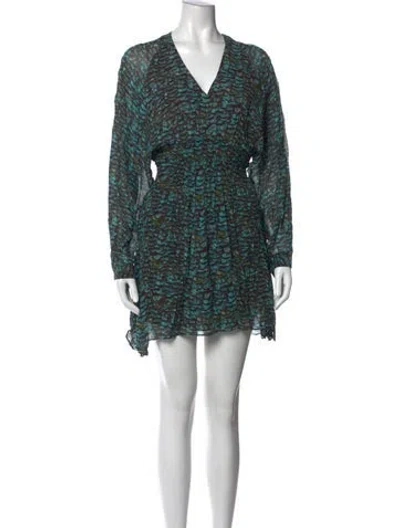 Pre-owned Allsaints Printed Mini Dress In Blue