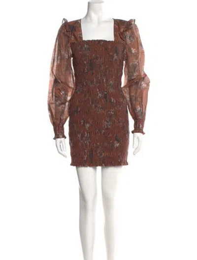 Pre-owned Allsaints Printed Mini Dress In Brown