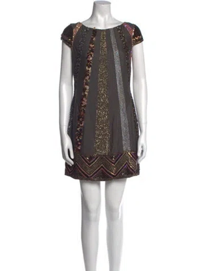 Pre-owned Allsaints Printed Mini Dress In Gray