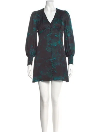 Pre-owned Allsaints Printed Mini Dress In Green