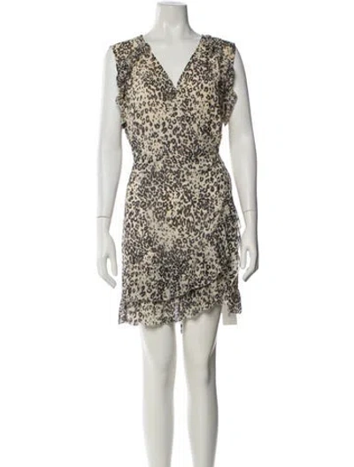 Pre-owned Allsaints Printed Mini Dress In Neutral