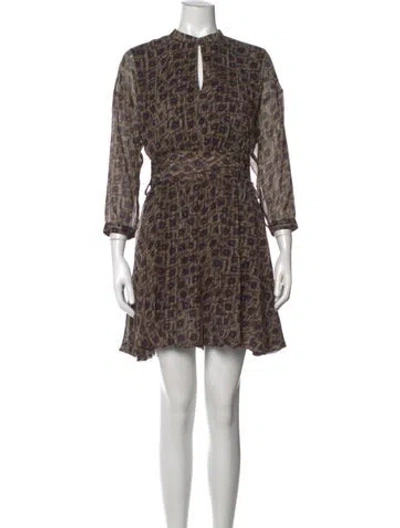 Pre-owned Allsaints Printed Mini Dress In Neutrals