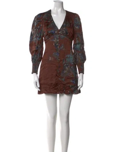 Pre-owned Allsaints Printed Mini Dress W/ Tags In Brown