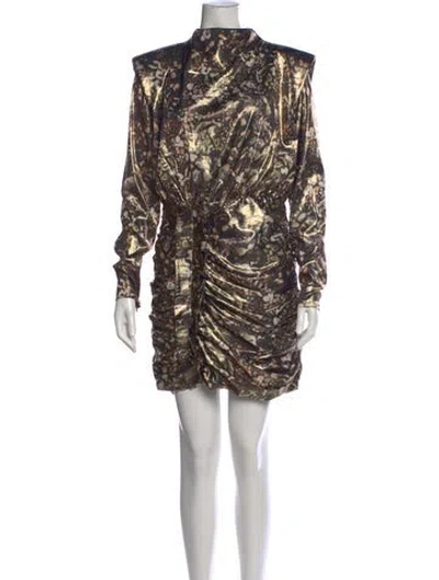 Pre-owned Allsaints Printed Mini Dress W/ Tags In Gold