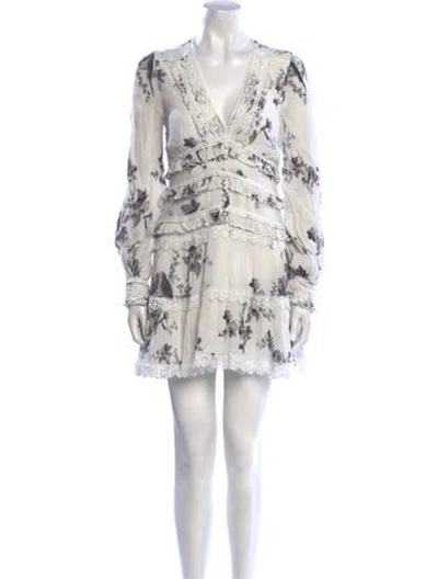 Pre-owned Allsaints Printed Mini Dress In White