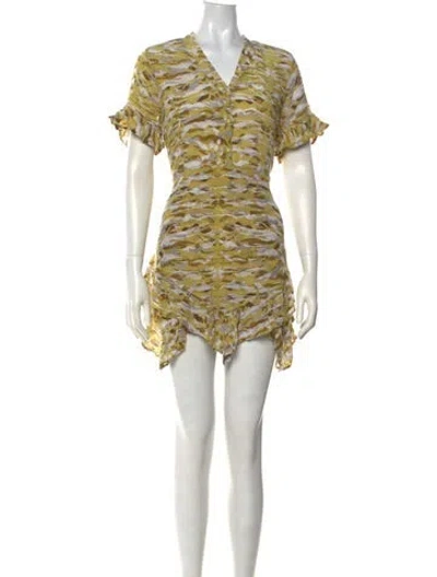 Pre-owned Allsaints Printed Mini Dress In Yellow