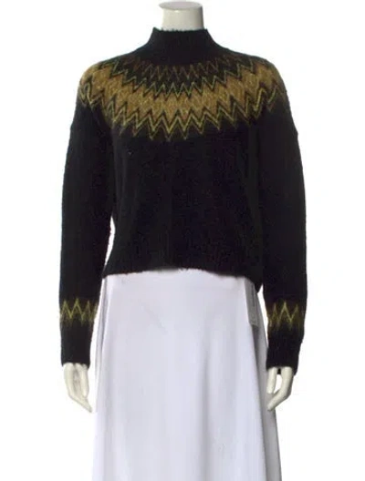 Pre-owned Allsaints Printed Mock Neck Sweater In Black